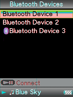 83 Høre på sanger via Bluetooth-kommunikasjon Opprette Bluetooth-tilkobling fra Home-menyen Bluetooth Knappen BACK/HOME Femveisknapp Sett opp Bluetooth-enheten for å gjøre klar for
