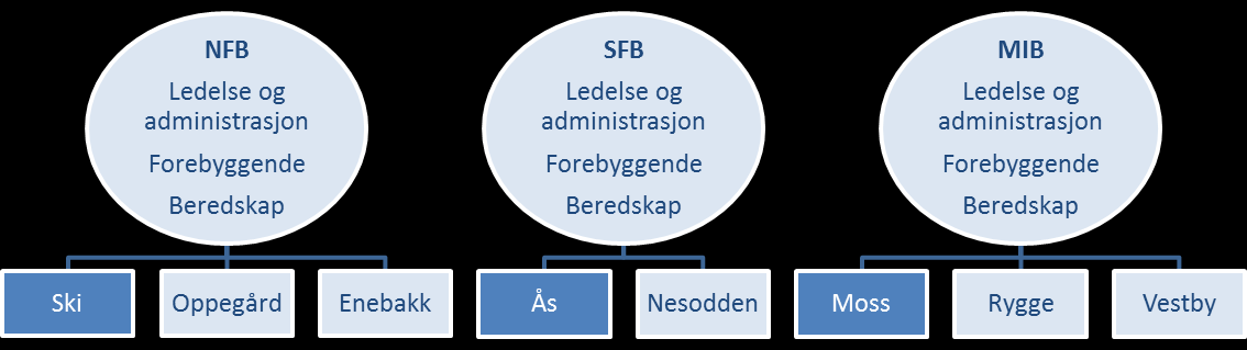 Brannvesenene er nokså likt organisert i dag, med en brannsjef på topp som sammen med støttefunksjoner utgjør administrasjonen og ledelse.