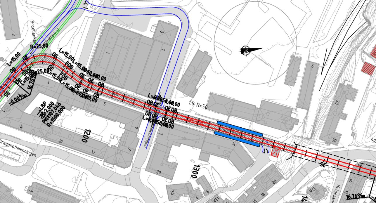 I KU er trasé i Sandbrogaten vurdert som gjennomførbar mht. hydrogeologi. Bane bør legges med grunnvannsbarrierer på tvers av traséen.