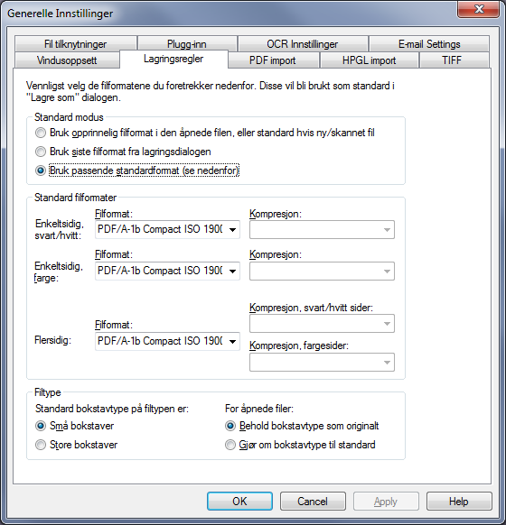 8.1.2 Generelt lagringsformat For at man alltid skal lagre i riktig filformat er det viktig at man setter opp de generelle lagringsreglene.