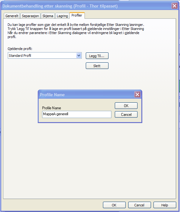 10.4 Opprette nye profiler Når man ønsker å opprette nye profiler er det viktig å benytte riktig prosedyre slik at man ikke ødelegger gamle profiler.