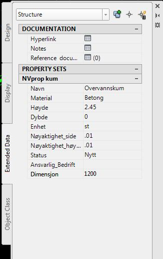 NV-Properties på 3DFace (5.2) Naviate > Prosjekt/Generelt NVPropertyOn3DFace Legger Naviate Properties, f.eks, areal, lengdemåling/sidemåling (station/offset) etc, på 3DFaces.