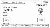 18 Radio Drei TUNE/MENU-knappen for å finne ønsket radiostasjon.