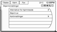 Navigering 55 Trykk for å aktivere en hurtigmeny for veivisningsvarsel på kartet eller på hovedskjermbildene, som f.eks. lyd, telefon osv.