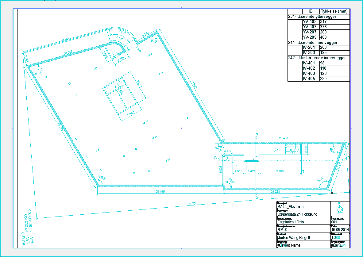 18 På plantegningene ønsket jeg også vegglister, som linkes direkte inn i underlaget til tegningene (master). Små enkle lister med elementinformasjon i tegningene blir oversiktlig.