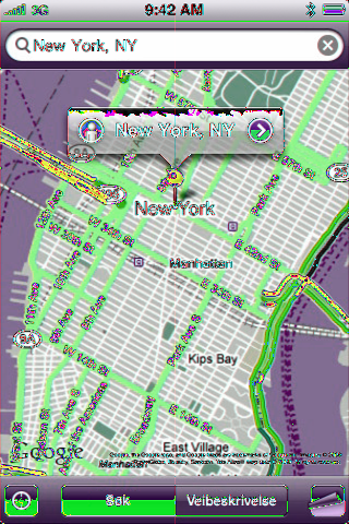 Vise trafikkinformasjon Hvis trafikkinformasjon er tilgjengelig, kan du vise den på kartet. Vis eller skjul trafikkinformasjon: Trykk på Skjul trafikk.