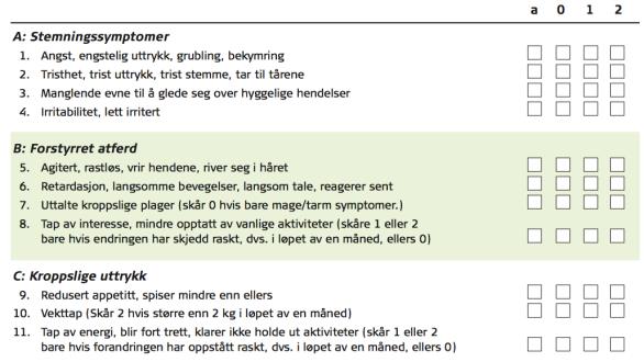 17.09.2014 Kognisjon: MMSE MMSE: Mini mental status evaluering Skårer 0 eller 1 poeng på hver oppgave, totalt 30.