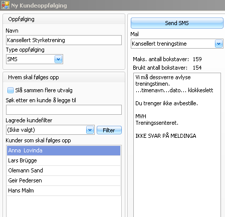 Beskjed om avlysing SMS. For å informere kunder om avlysing går vi inn i kalenderen, finner den aktuelle gruppetimen og dobbelklikker på den.