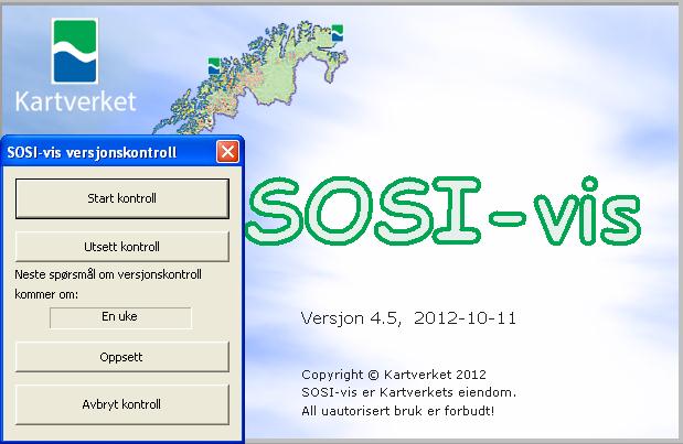 Start SOSI-vis og sjekk om det finnes nye oppdateringer ved å trykke på Start kontroll.