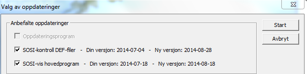 Spørsmål om versjonskontroll vil automatisk dukke opp en gang per uke (et tidsintervall som kan endres). Nb!