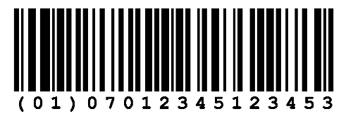 EAN-13 symbolet med GTIN-13 EAN/UPC-symbolet består av symbolene EAN-8, EAN-12 og EAN-13. For produkter som passerer butikkassen (POS), må EAN/UPC symbolet benyttes.