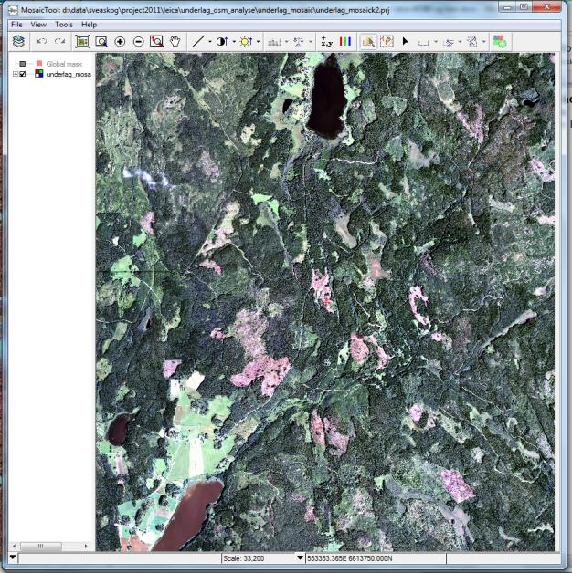 Ortorektifisering/Pan Sharpening: GeoEye og Leica data ble ortorektifisert med PCI Geomatica. Etter ortorektifisering blir bildene mosaikkert, dvs man lager ett bilde av flere.