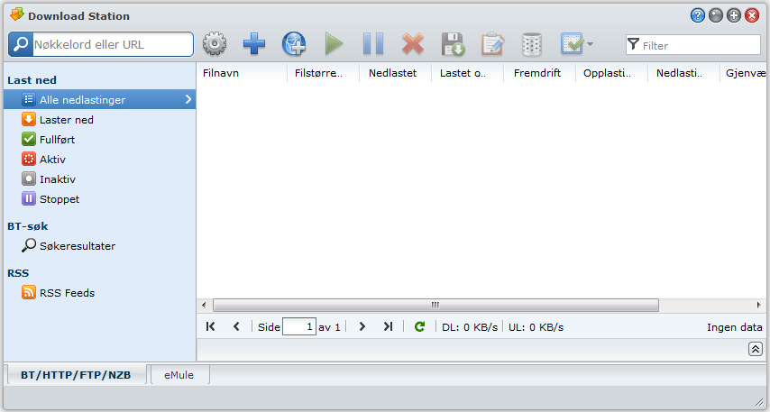 Merk: Hvis du lar Treff og Passer ikke være tomme, vil Download Station opprette nedlastingsoppgaver for alle RSS feeds som nylig er lagt til.