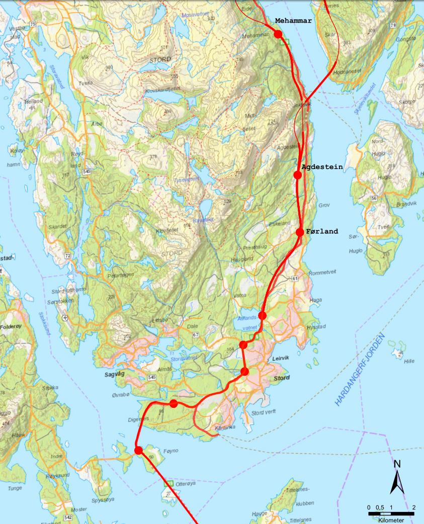 Stord Stord har i dag E39 gjennom kommunen og vil få lite endra situasjon med ny E39.