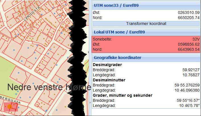 Stikker ut koordinatene for ønsket område.