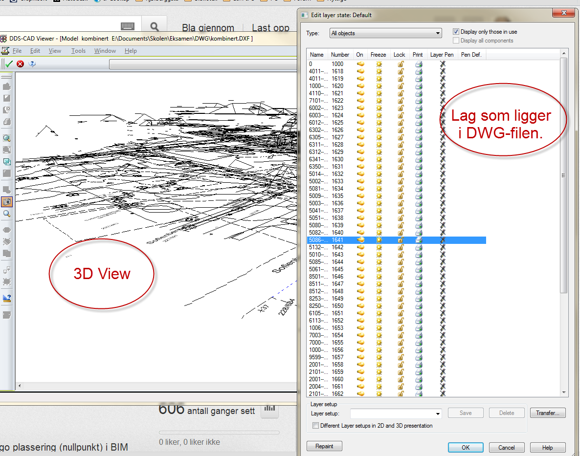 Import av DXF-fil til AT For å importere DXF-filen med AT, bør man vite hvilke lag som finnes i tegningen, om ikke denne informasjonen er beskrevet fra leverandøren, kan man ta importere filen på