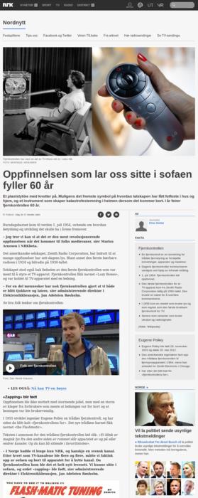 Sofagrisenes favorittoppfinnelse fyller 60 år NRK Troms og Finnmark Elise Holdal Publisert på nett. I år feirer fjernkontrollen 60 år.