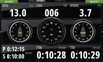 Ú Merk: Hvis du vil ta med informasjon om drivstoff/motor, må motor- og tankinformasjon konfigureres fra Innstillinger-panelet.