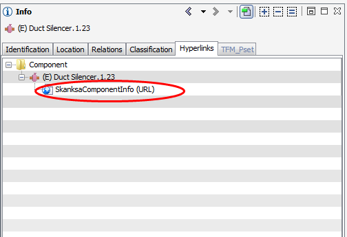 Hyperlinks->Show->SkanskaComponentInfo Man