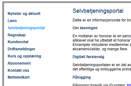 Informasjonsside: DFØ kundenett Selvbetjeningsportal Informasjon til den