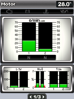 Vise informasjon Velge antallet motorer som skal vises i måleinstrumentene Motormåleinstrumentene kan vise informasjon om opptil fire motorer. 1.