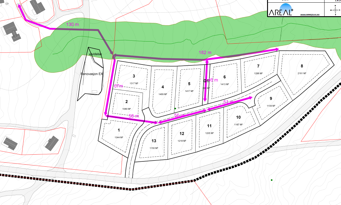 H2 vil kunne knyttes til etablert ledningsnett ved Lunnstadmyrveien nordvest for H2. Tilknytningspunktet er vist i kartet nedenfor og er avklart med Øyer kommune gjennom planprosessen.