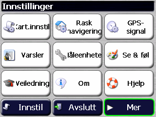 2.5 Sving-for-sving liste Etter du har angitt en destinasjon og kalkulert en rute, vil Retning-linjen vises på bunnen av Kart-skjermen, med følgende informasjon: Retning for neste sving Avstand til