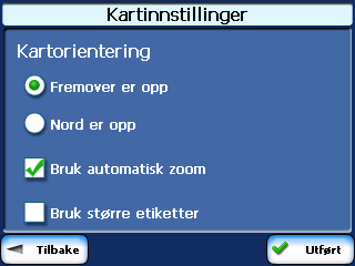 5 Kapittel 5 - Innstillinger 5.1 Kartinnstillinger Du kan klikke på Kartpreferanser knappen fra Innstillinger-menyen til å tilpasse dine kartvisninger, som vist i figuren under.