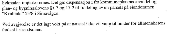 Skjervøy kommune Teknisk etat Svein-Roger Mikkelsen Severin Steffensens vei 13 9180 SKJERVØY Att. uloybuen@gmail.com Delegert vedtak - nr. Deres ref: Vår ref: Løpenr.