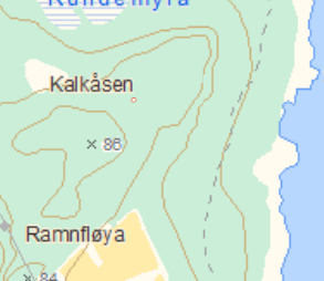 22 Grop v/kalkåsen Id. 138392 Klassifisering: Arkeologisk minne Art: Grop lokalitet ukjent funksjon Fylke: Troms Kommune: Harstad Gårdsnavn: Gnr.