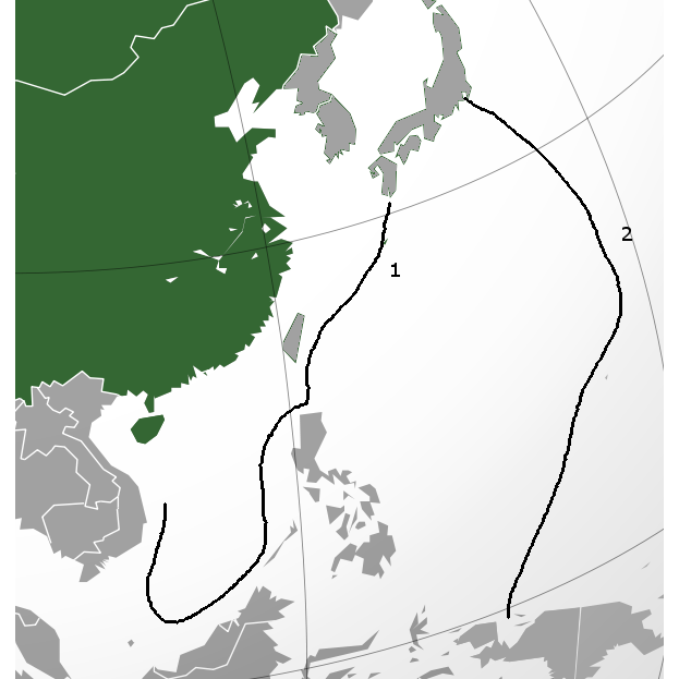 Dette for å prøve å gi et geografisk grunnlag for landets forsvarssone. Den innerste øy-kjeden snor seg fra den sør-vestligste delen an Japan, rundt Taiwan og ned mot Malaysia.
