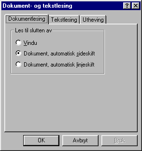 Visuell synkronisering Du kan velge å synkronisere talen med utheving og forstørrelse ord for ord, linje for linje eller ikke i det hele tatt.