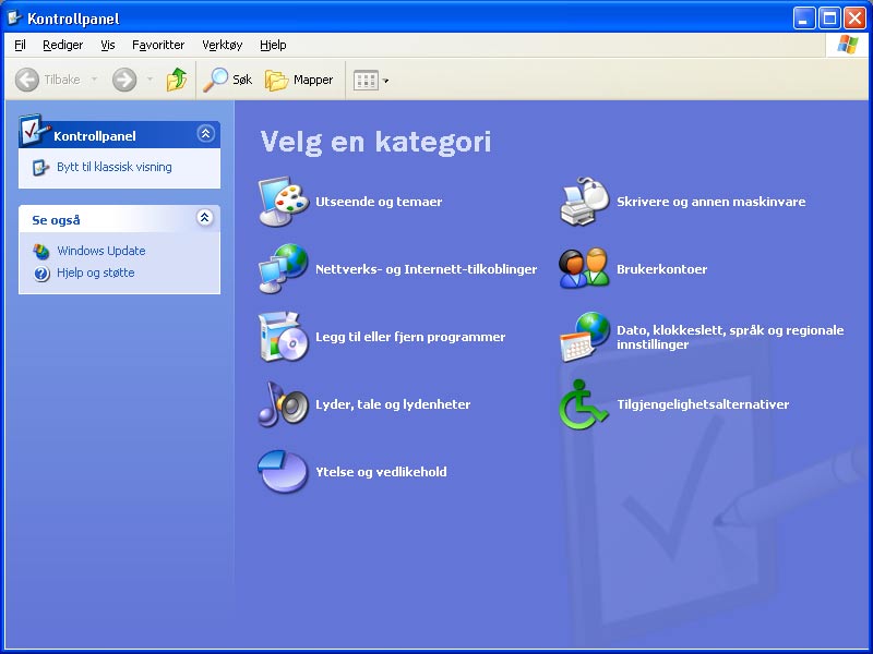 Fremgangsmåten som vises er basert på Windows XP. 1 På oppgavelinjen klikker du på Startknappen og deretter på Kontrollpanel Kontrollpanelet vises. Ta CD-ROMen ut av CD-ROM-stasjonen.