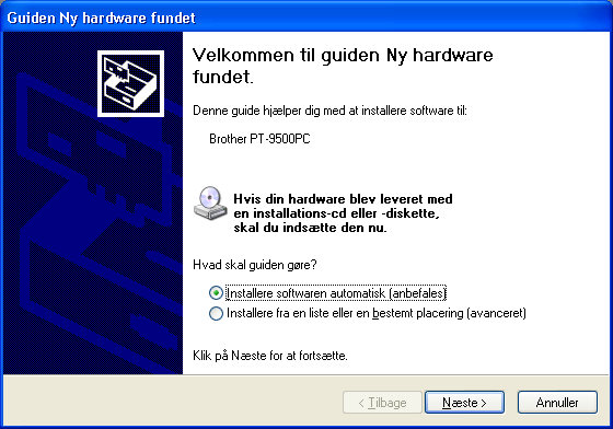 Tilslutning til en pc Tilslut PT-9500PC til en pc ved hjælp af de medfølgende interfacekabler. Interfacekablerne til en USBport og en seriel port er forskellige. Windows 95/NT4.