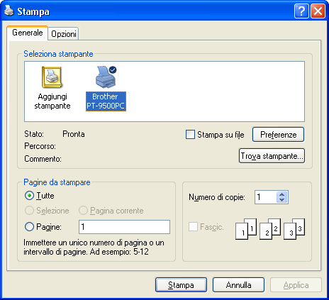 Stampa della Guida Il contenuto dei file della Guida si può stampare. I file della Guida vengono stampati su una stampante standard, non sulla P-touch. Selezionare la scheda Sommario.