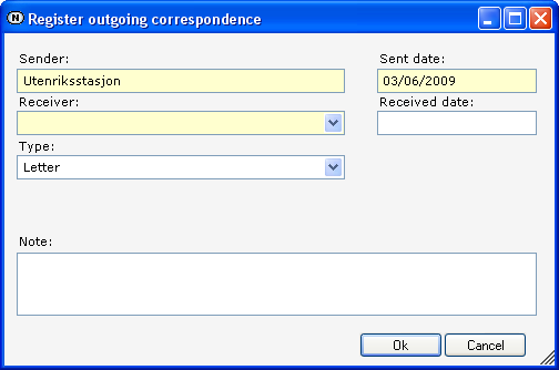 Register outgoing document Trinnet register outgoing document er endret slik at man for elektroniske saker først får opp et spørsmål på om correspondansen skal sendes som en tverretatlig melding