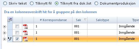 Dokumenter som tilknyttes saken på denne måten, må også tildeles en dokumenttype. For å tilknytte e-post som dokument til sak, se egen rutinebeskrivelse. 5.4.8 Tilknytt fil fra dok. listen.