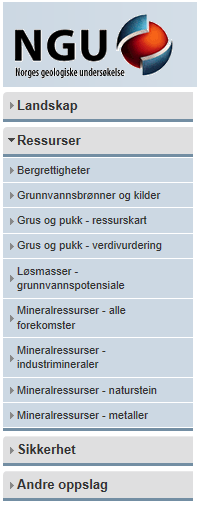 Temadataene er delt inn etter