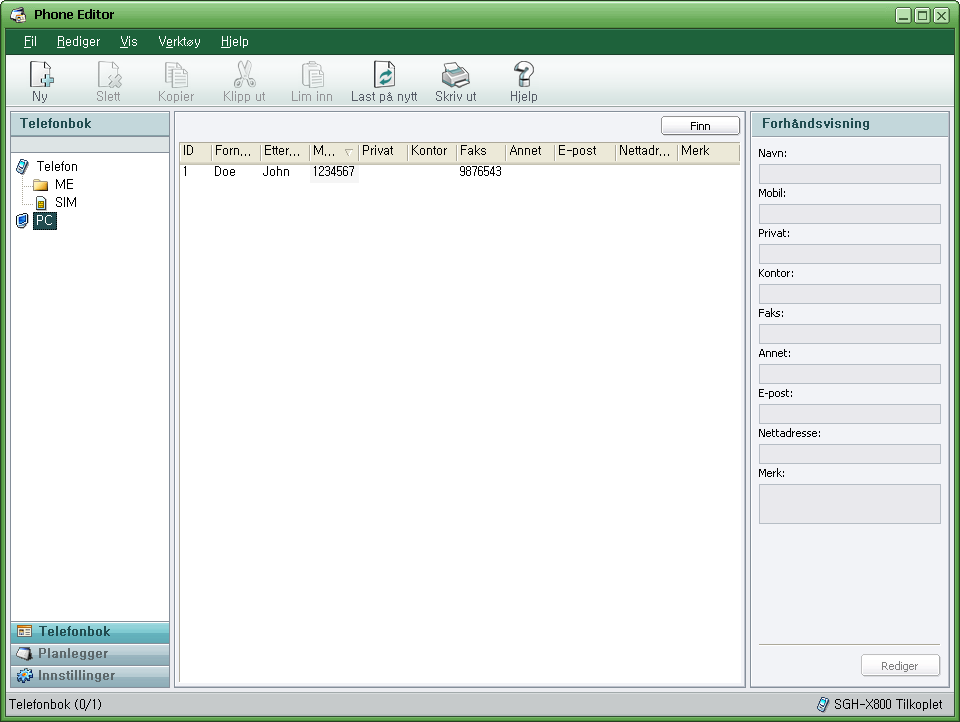 3. Administrere kontakter og mer 3.1. Oversikt Phone Editor er en PC Studio-applikasjon for enkel forvaltning av data som f.