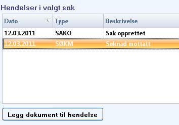 Dokumentene vil nå dukke opp i dokumentvisningsvinduet. Visningen vil kun inneholde dokumenter som tilhører den aktuelle saken.