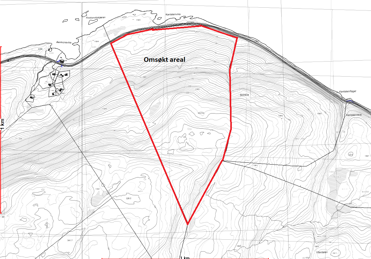 Innspill nr. 2a Område: Kansteinvika, Kjerringøy, på oversiden av veien. Gnr. 119 Bnr.