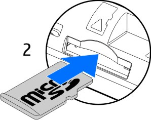 10 Komme i gang 5 Senk SIM-kortholderen. Lås SIM-kortholderen ved å skyve den på plass. 6 Sett batteriet og dekselet på baksiden på plass.
