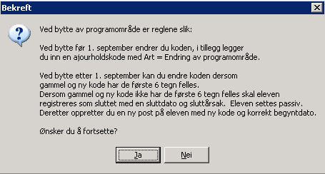 Programområde (i Fagskolen er dette Tilbudskode) Programområde Tilbudets alfanumeriske kode på 6 posisjoner. Koden er satt sammen av 1. posisjon Skoleslag 2. posisjon Fagfelt 3. posisjon Fagretning 4.