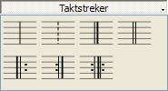 Hvis du trenger en taktart som ikke finnes i paletten, gå til Sett inn Taktarter... for å lage din egen. Du kan redigere både "teller" og "nevner" i rammen Opprett taktart.