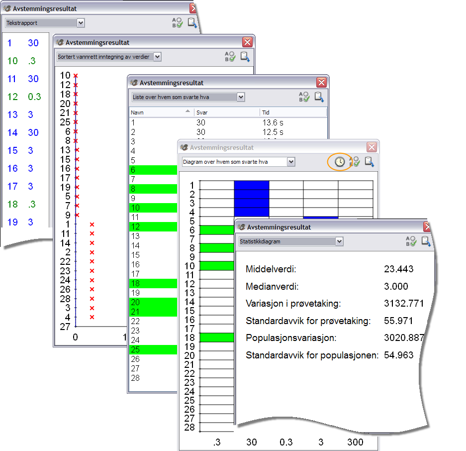 Avstemmingsresultater Avstemmingsresultater vises i popup-vinduer i.