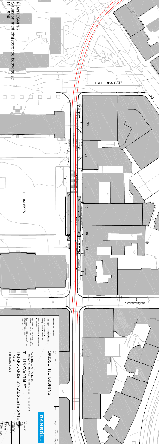 23 (25) TRAFIKKANALYSE 23 (25) Alternativ løsning er foreslått for trikk i Kristian Augusts gate fra øst for Universitetsgata til nord for St.