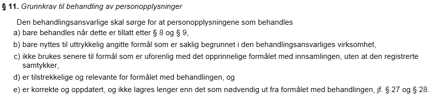 Grunnkrav til behandling av