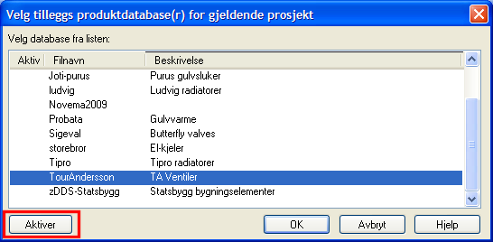 til som ekstra produktdatabase ved å velge Tilleggs