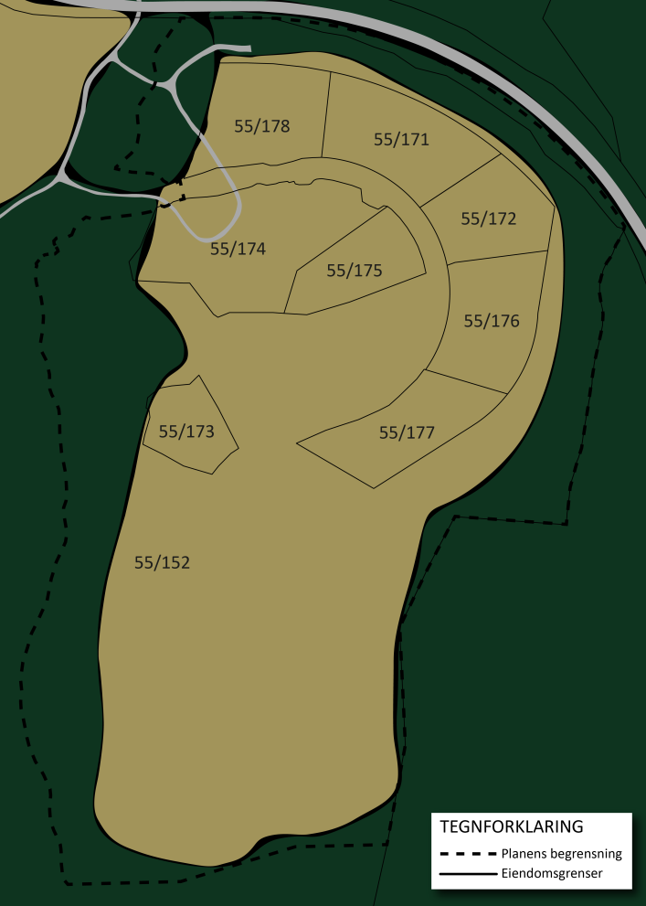 1.3 Beskrivelse av planområdet 1.3.1 Eierforhold Nedenfor gis en oversikt over hvilke eiendommer/deler av eiendommer planområdet består av, slik det fremkommer i kommunen eiendomsregister: Gnr/Bnr