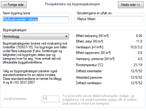 7.4 Vedlegg 4: Inndata beregning nybygg (el og fjernvarme) Vedlegget viser inndata for beregning av årsforbruk, energimerke og evaluering mot TEK 10 med fjernvarme som energiløsning.